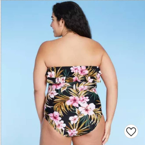 Kona Sol Swimsuit One Piece Black Multi Tropical Floral Plus Size 22W NWOT - Picture 3 of 11